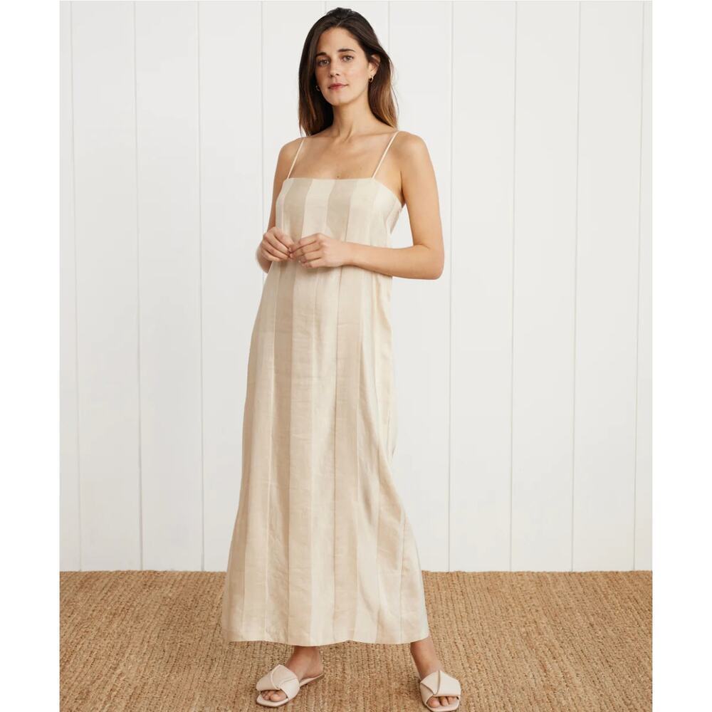 NEW $355 Jenni Kayne Cream Stripe Margot Dress Linen Blend